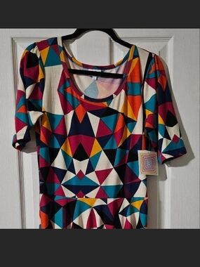 LuLaRoe Multicolor Geometric Scoop Neck Tunic